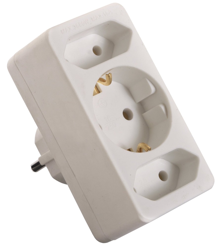 Anco 321179 1 földelt + 2 Euro 2,5A 250V fehér 3-as elosztó