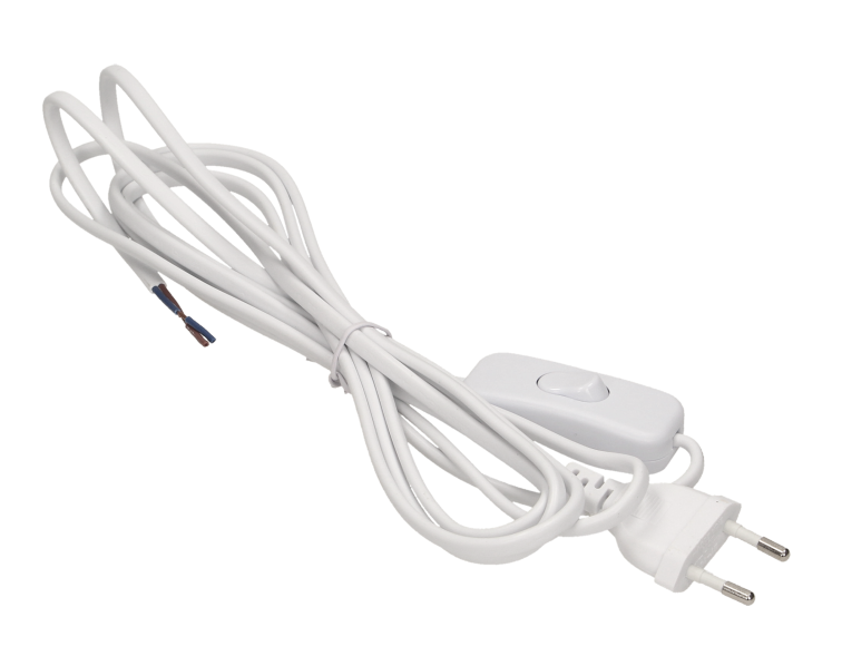 Anco 321333 H03VV H2-F 2,5A 250V 2X0,75mm2 2m fehér vezeték zsinórközi kapcsolóval