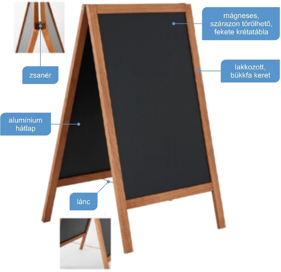Antra 3168 sötét, kültéri, krétafilccel írható, 670X860mm fa megállító tábla