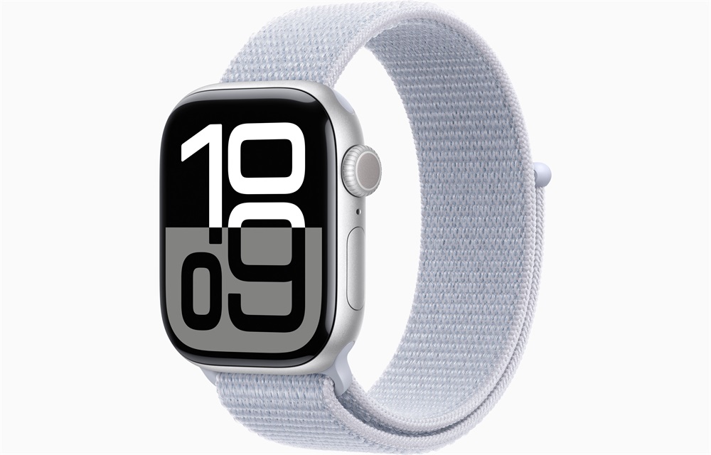 Apple Watch S10 Cellular (42mm) ezüst alumínium tok, fakókék sportszíj okosóra