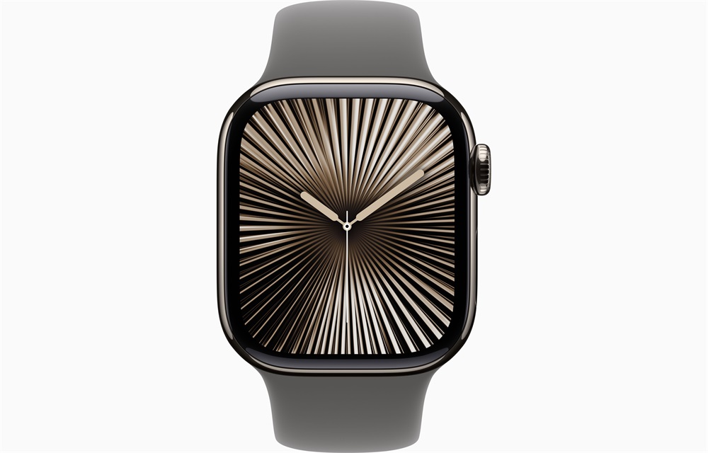 Apple Watch S10 Cellular (42mm) natúr titán tok, kőszürke sportszíj (M/L) okosóra