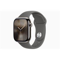 Apple Watch S10 Cellular (42mm) natúr titán tok, kőszürke sportszíj (S/M) okosóra