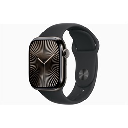 Apple Watch S10 Cellular (42mm) palaszürke titán tok, fekete sportszíj (S/M) okosóra