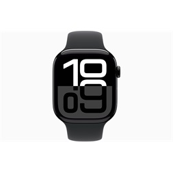 Apple Watch S10 Cellular (46mm) kozmoszfekete alumínium tok, fekete sportszíj (M/L) okosóra