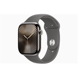 Apple Watch S10 Cellular (46mm) natúr titán tok, kőszürke sportszíj (M/L) okosóra