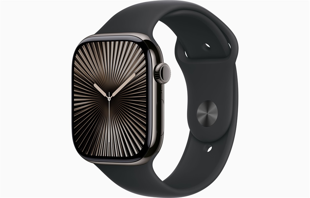 Apple Watch S10 Cellular (46mm) palaszürke titán tok, fekete sportszíj (M/L) okosóra