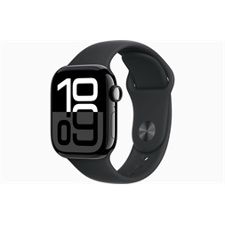 Apple Watch S10 GPS (42mm) kozmoszfekete alumínium tok, fekete sportszíj (S/M) okosóra