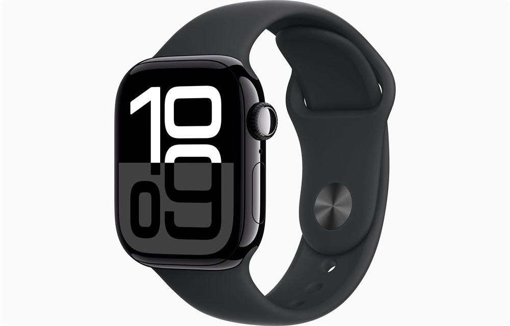 Apple Watch S10 GPS (42mm) kozmoszfekete alumínium tok, fekete sportszíj (S/M) okosóra