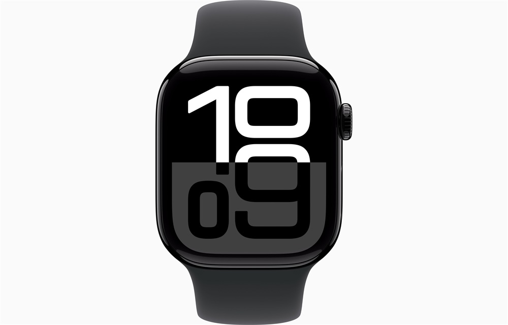 Apple Watch S10 GPS (42mm) kozmoszfekete alumínium tok, fekete sportszíj (S/M) okosóra