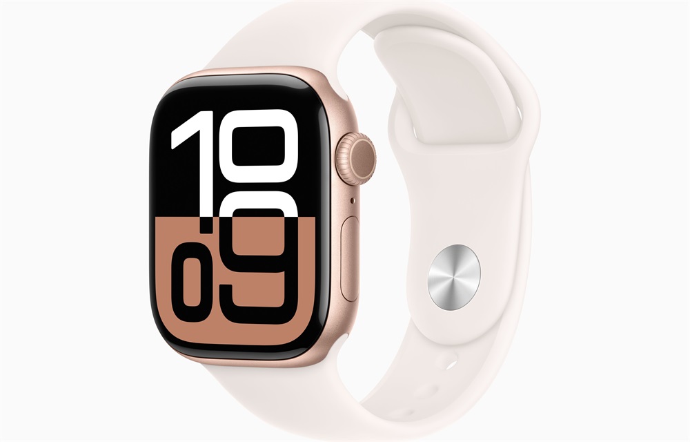 Apple Watch S10 GPS (42mm) rozéarany alumínium tok, lágy rózsaszín sportszíj (M/L) okosóra