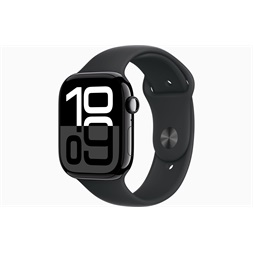 Apple Watch S10 GPS (46mm) kozmoszfekete alumínium tok, fekete sportszíj (S/M) okosóra