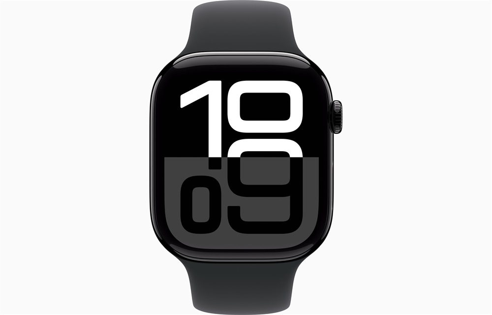 Apple Watch S10 GPS (46mm) kozmoszfekete alumínium tok, fekete sportszíj (S/M) okosóra