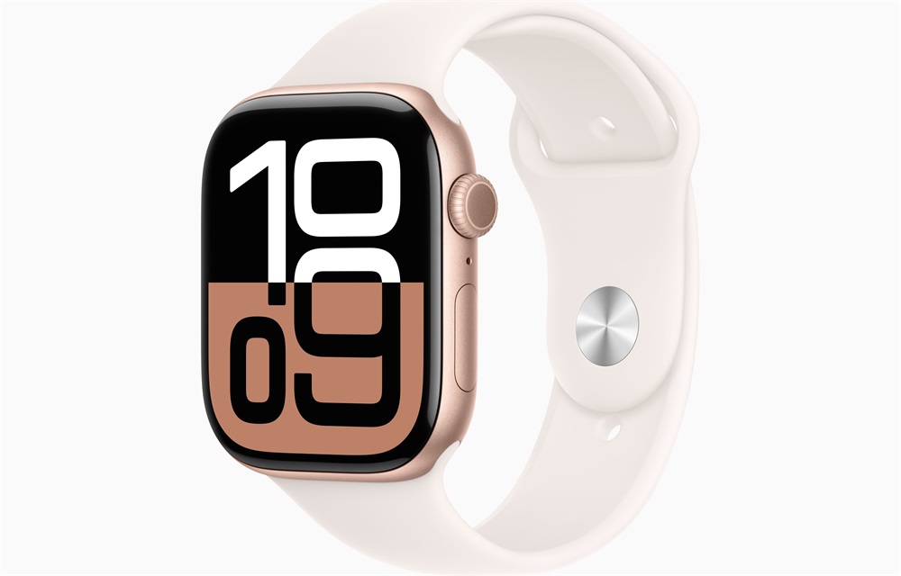 Apple Watch S10 GPS (46mm) rozéarany alumínium tok, lágy rózsaszín sportszíj (M/L) okosóra