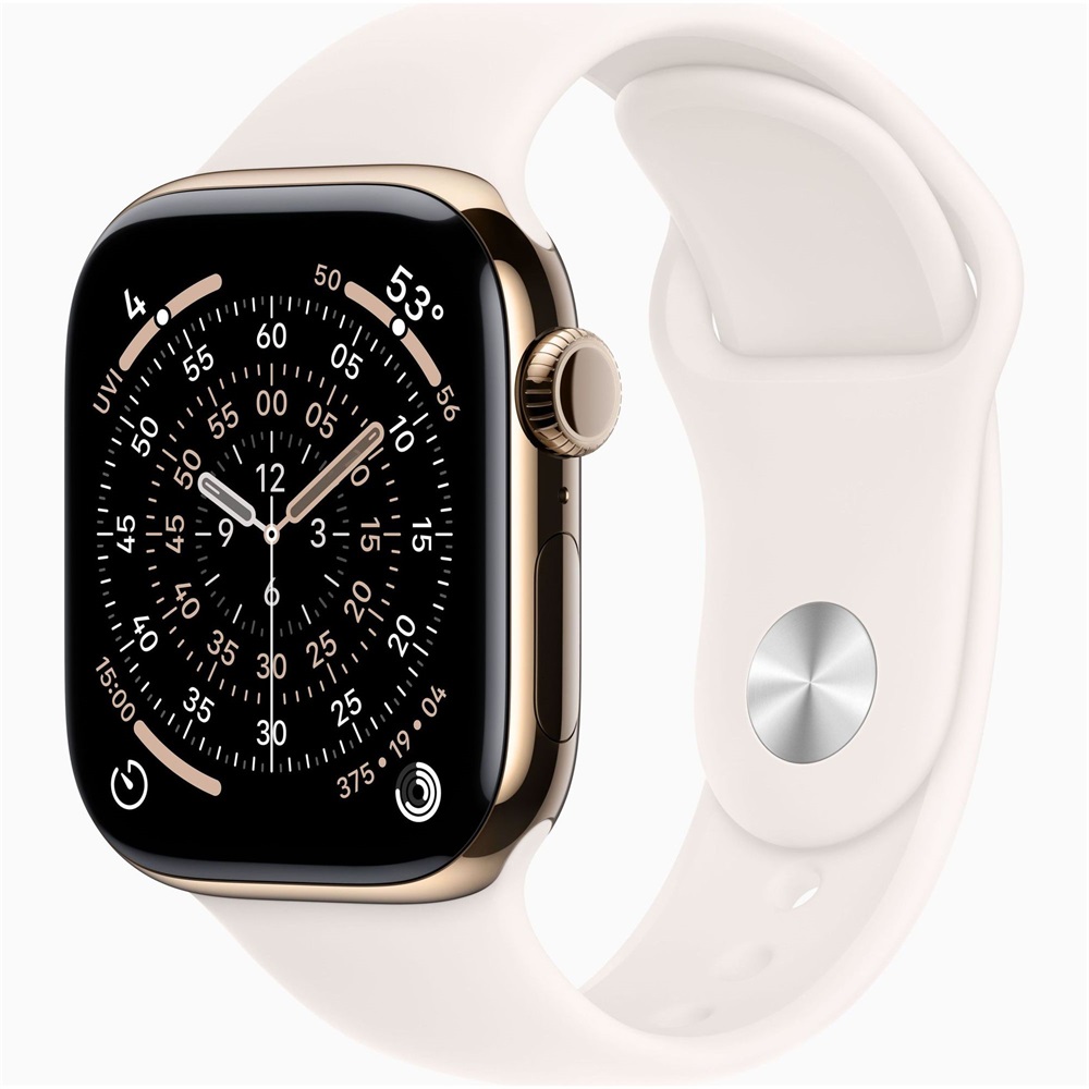 Apple Watch S11 Cellular (42mm) arany titánium tok, lágy rózsaszín M/L sportszíjas okosóra