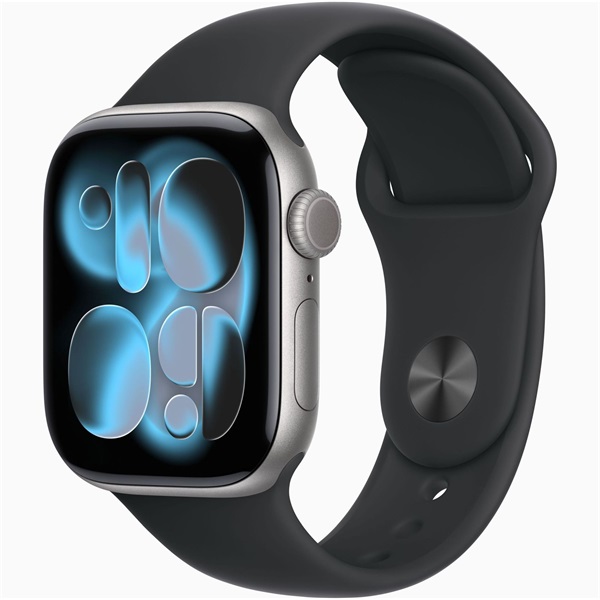Apple Watch S11 Cellular (42mm) asztroszürke alumínium tok, fekete M/L sportszíjas okosóra