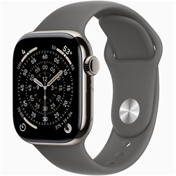 Apple Watch S11 Cellular (42mm) natúr titánium tok, kőszürke M/L sportszíjas okosóra