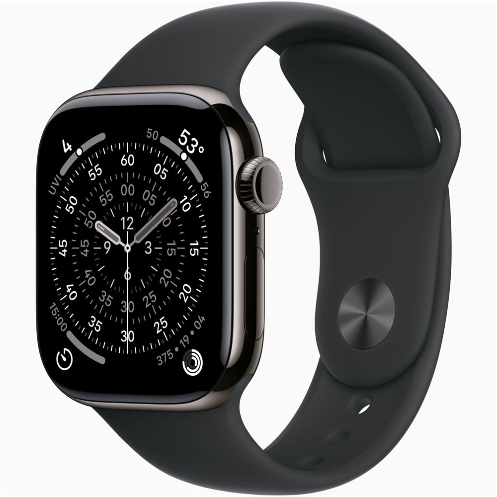 Apple Watch S11 Cellular (42mm) palaszürke titánium tok, fekete S/M sportszíjas okosóra