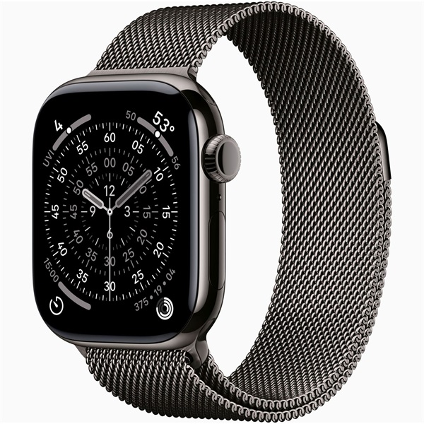 Apple Watch S11 Cellular (42mm) palaszürke titánium tok, palaszürke milánói szíjas okosóra
