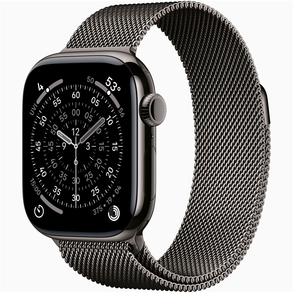 Apple Watch S11 Cellular (42mm) palaszürke titánium tok, palaszürke milánói szíjas okosóra