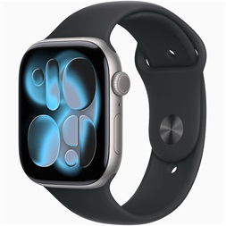 Apple Watch S11 Cellular (46mm) asztroszürke alumínium tok, fekete M/L sportszíjas okosóra