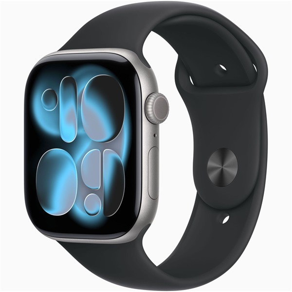 Apple Watch S11 Cellular (46mm) asztroszürke alumínium tok, fekete S/M sportszíjas okosóra