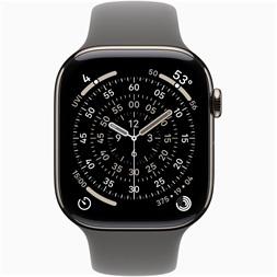 Apple Watch S11 Cellular (46mm) natúr titánium tok, kőszürke M/L sportszíjas okosóra