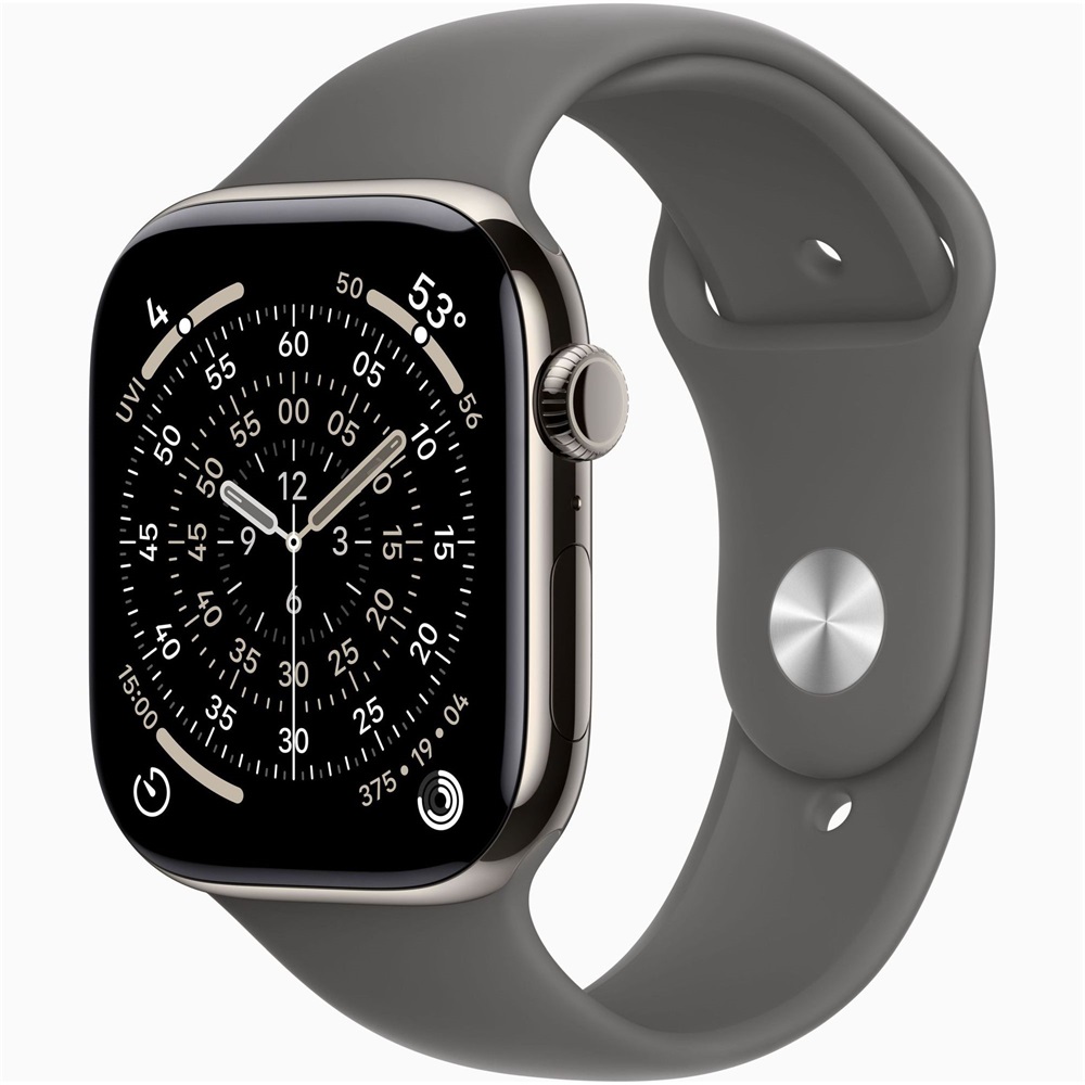 Apple Watch S11 Cellular (46mm) natúr titánium tok, kőszürke S/M sportszíjas okosóra