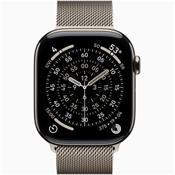 Apple Watch S11 Cellular (46mm) natúr titánium tok, natúr M/L milánói szíjas okosóra