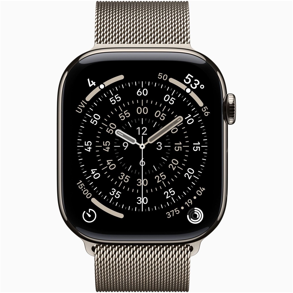 Apple Watch S11 Cellular (46mm) natúr titánium tok, natúr S/M milánói szíjas okosóra