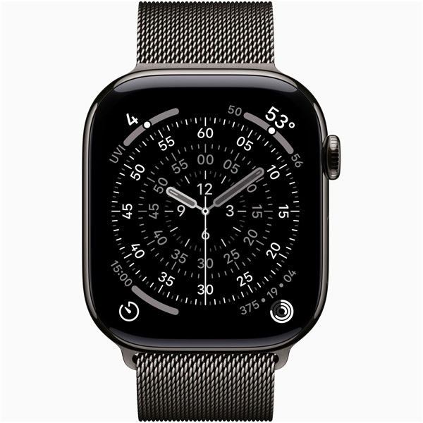 Apple Watch S11 Cellular (46mm) palaszürke titánium tok, palaszürke S/M milánói szíjas okosóra