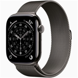 Apple Watch S11 Cellular (46mm) palaszürke titánium tok, palaszürke S/M milánói szíjas okosóra