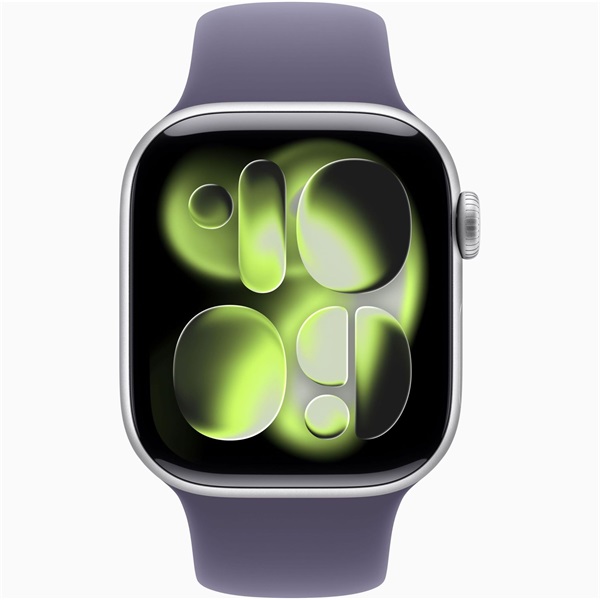 Apple Watch S11 GPS-es (42mm) ezüst alumínium tok, ködös lila M/L sportszíjas okosóra