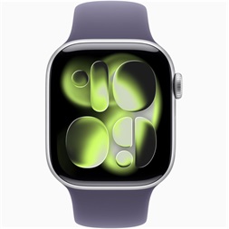 Apple Watch S11 GPS-es (42mm) ezüst alumínium tok, ködös lila M/L sportszíjas okosóra