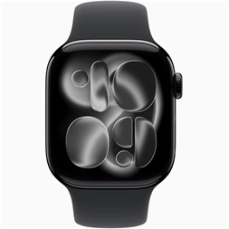 Apple Watch S11 GPS-es (42mm) kozmoszfekete alumínium tok, fekete S/M sportszíjas okosóra