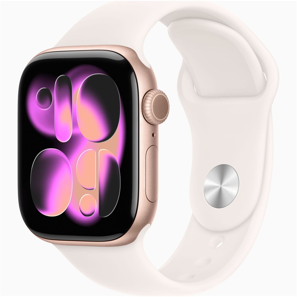 Apple Watch S11 GPS-es (42mm) rózsaarany alumínium tok, lágy rózsaszín S/M sportszíjas okosóra