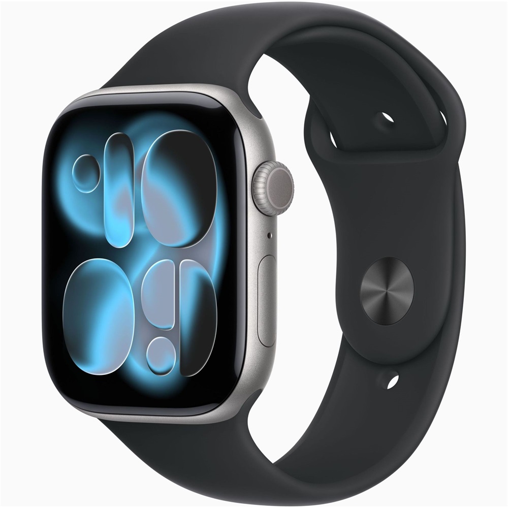Apple Watch S11 GPS-es (46mm) asztroszürke alumínium tok, fekete M/L sportszíjas okosóra