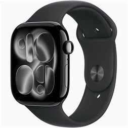 Apple Watch S11 GPS-es (46mm) kozmoszfekete alumínium tok, fekete S/M sportszíjas okosóra