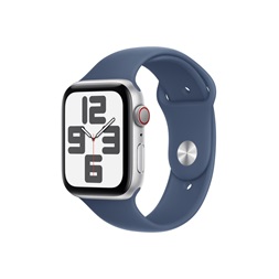 Apple Watch SE2 v3 Cellular (44mm) ezüst alumínium tok, denim sportszíj (M/L) okosóra