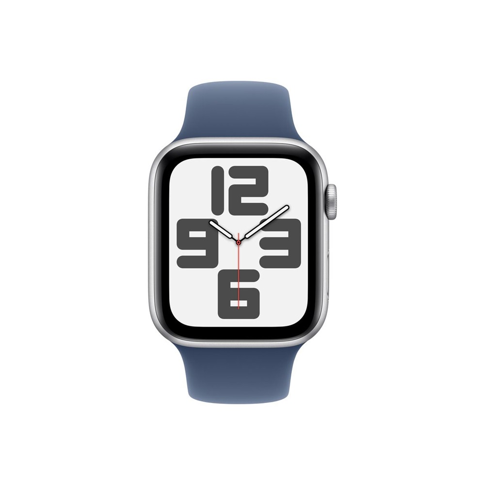 Apple Watch SE2 v3 GPS (44mm) ezüst alumínium tok, denim sportszíj (S/M) okosóra
