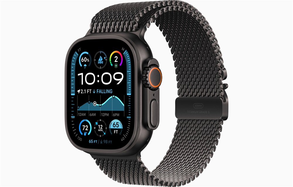 Apple Watch Ultra2 v2 Cellular (49mm) fekete titán tok, fekete Titán milánói szíj (L) okosóra