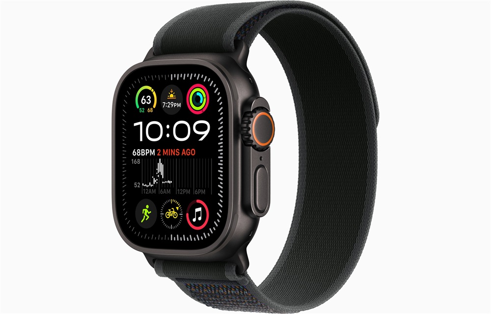 Apple Watch Ultra2 v2 Cellular (49mm) fekete titán tok, fekete terep pánt (S/M) okosóra