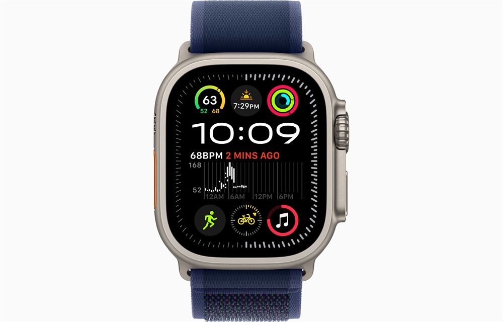 Apple Watch Ultra2 v2 Cellular (49mm) natúr titán tok, kék terep pánt (M/L) okosóra