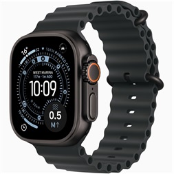 Apple Watch Ultra 3 Cellular (49mm) fekete titánium tok, fekete óceán szíjas okosóra