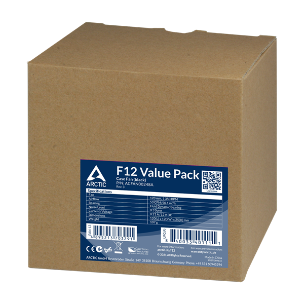 Arctic F12 120mm 5db fekete ventilátor