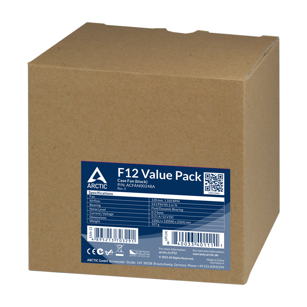Arctic F12 120mm 5db fekete ventilátor