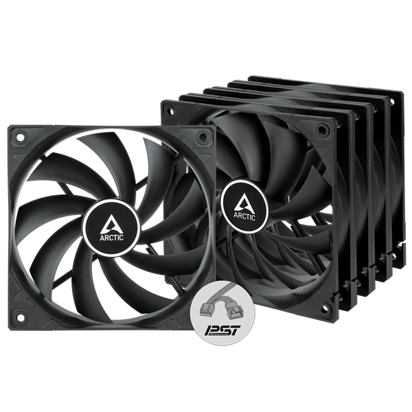 Arctic F12 PWM PST 120mm 5db fekete ventilátor