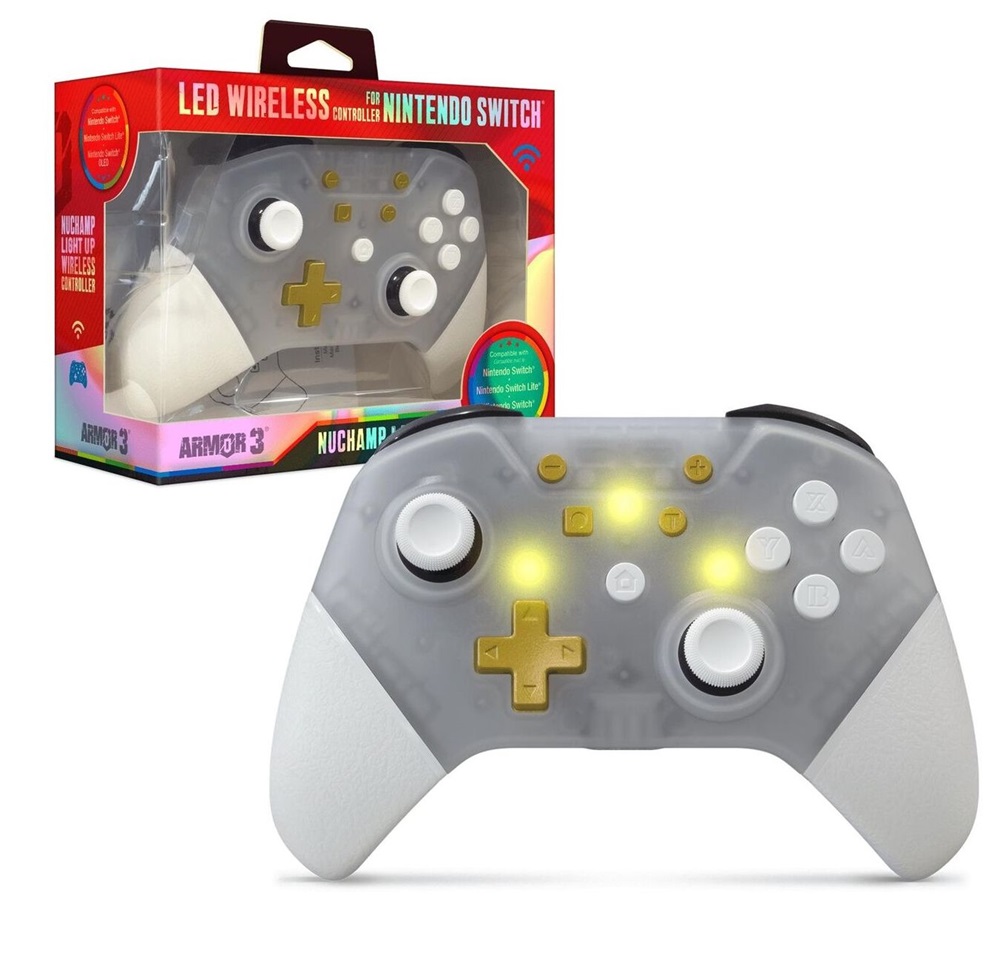 Armor3 M07467-CL NuChamp Nintendo Switch vezeték nélküli LED átlátszó kontroller