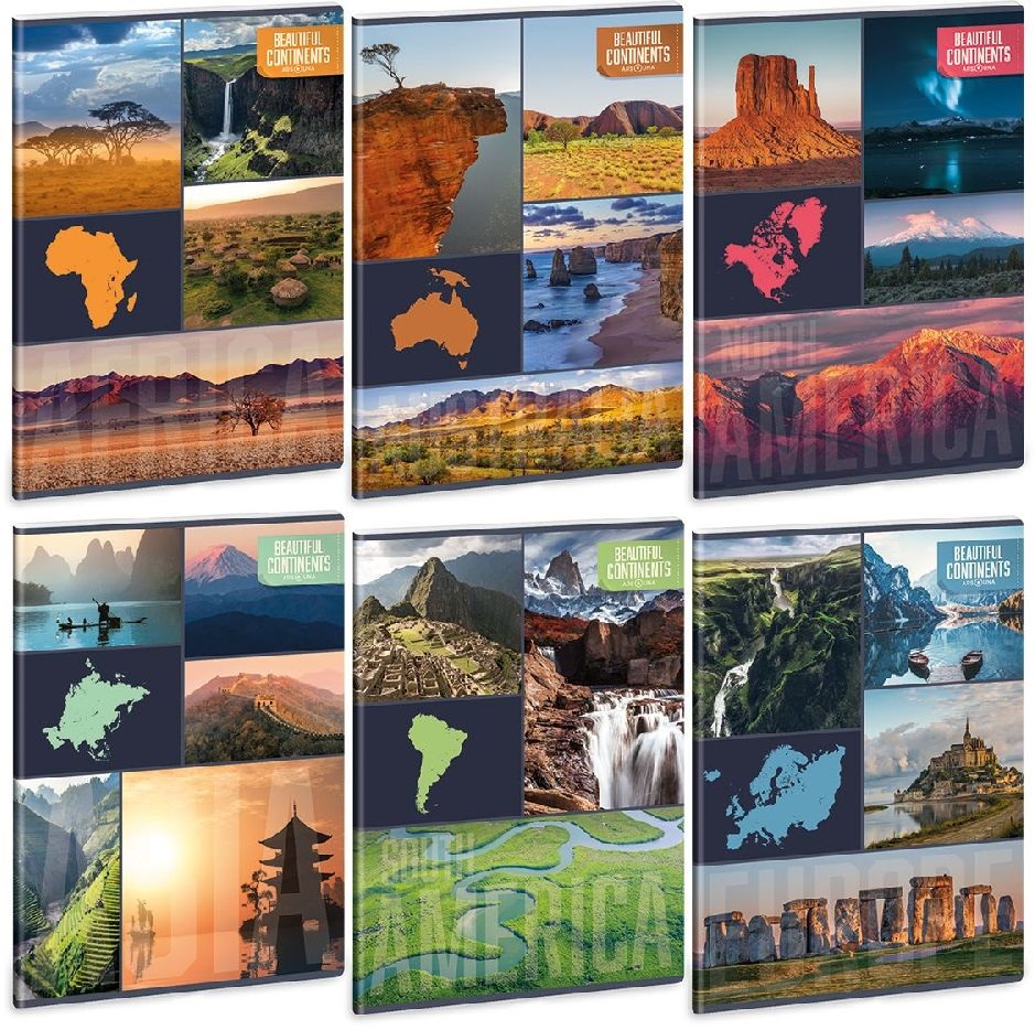 Ars Una Beautiful Continents 5190 A4 extra kapcsos sima füzet