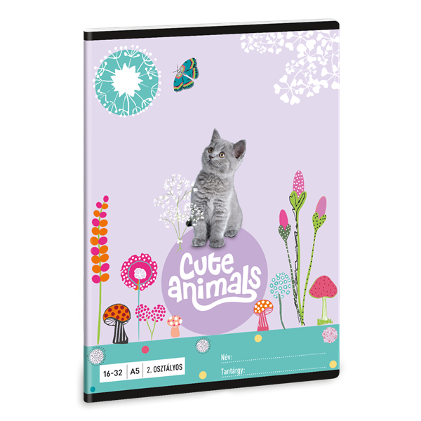 Ars Una Cute Animals-Kitten 24 (5368) A5 16-32 2. osztályos vonalas füzet