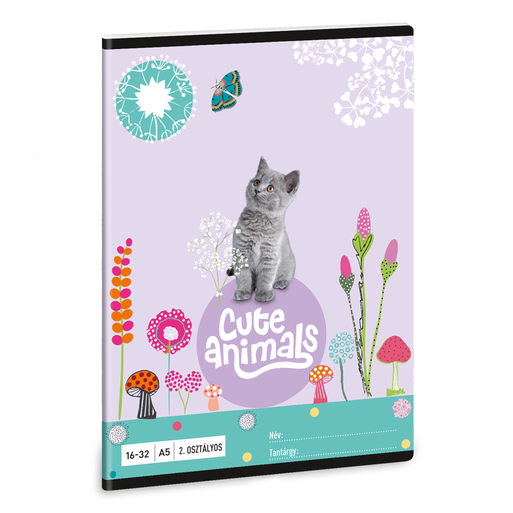 Ars Una Cute Animals-Kitten 24 (5368) A5 16-32 2. osztályos vonalas füzet